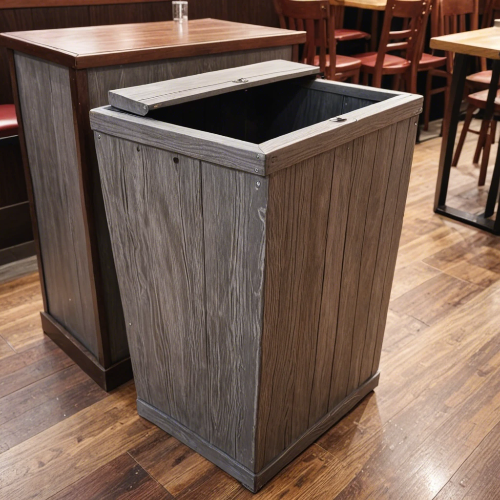 wooden dustbin for restaurant