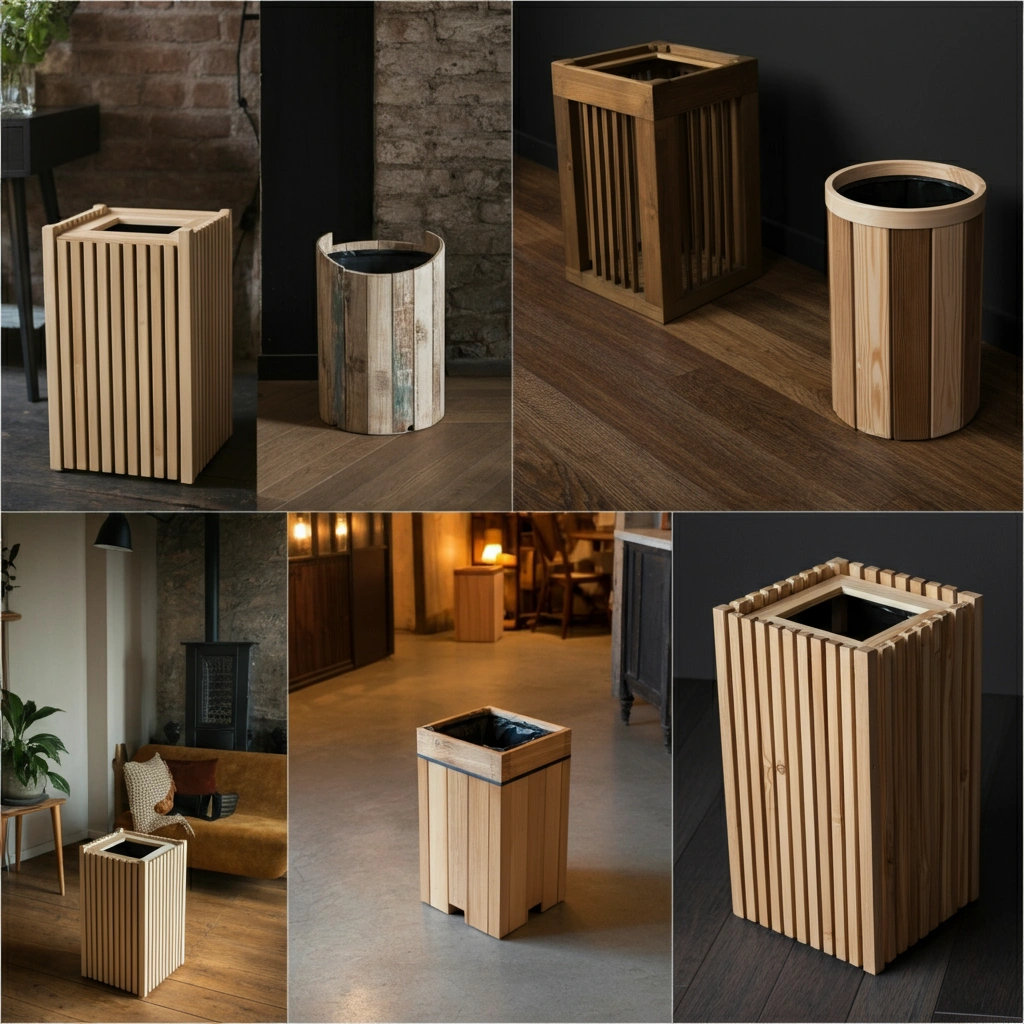 Creative wooden dustbin designs