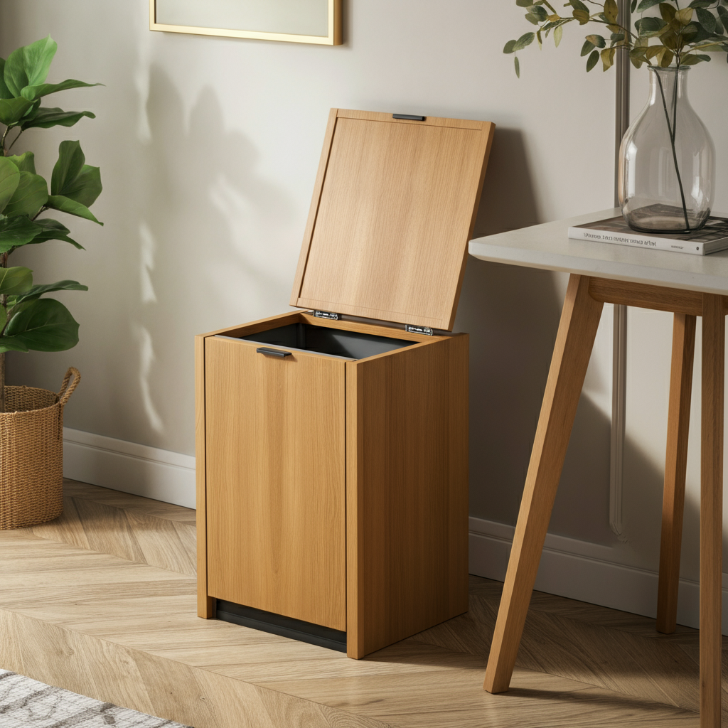 Freestanding Wooden Tilt-Out Trash Bins