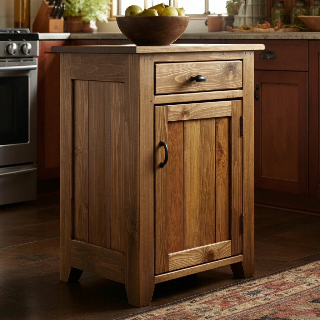 Wooden Trash Can Cabinet by Peaceful Classics